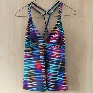 EUC Athleta Colorful Striped Swim Tank Size S/M